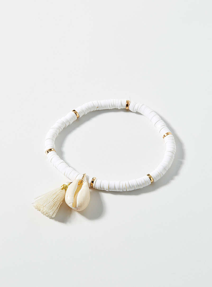 Simons Patterned White Seashell and tassel colourful bracelet for women