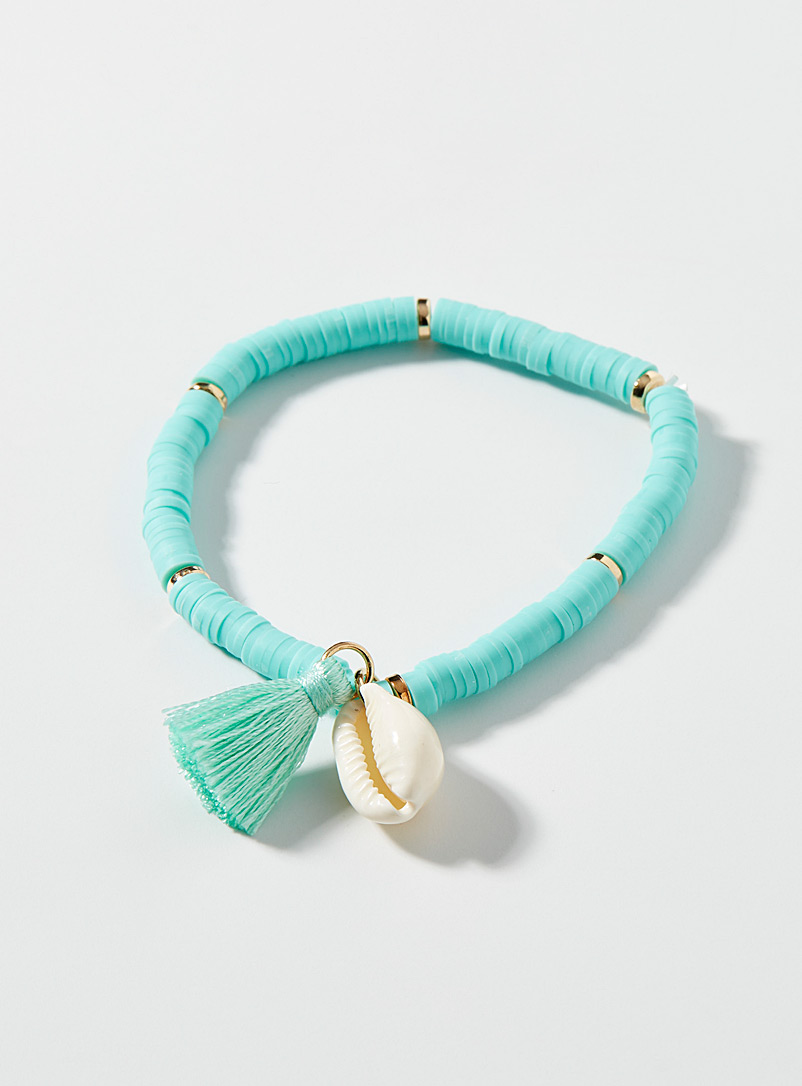 Simons Green Seashell and tassel colourful bracelet for women