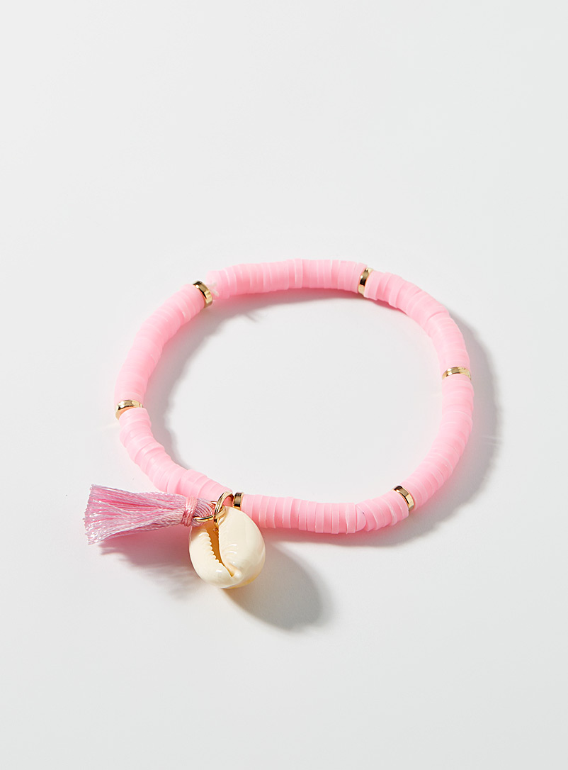 Simons Pink Seashell and tassel colourful bracelet for women