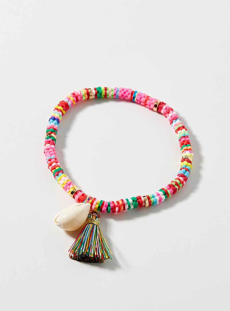Simons Assorted Seashell and tassel colourful bracelet for women