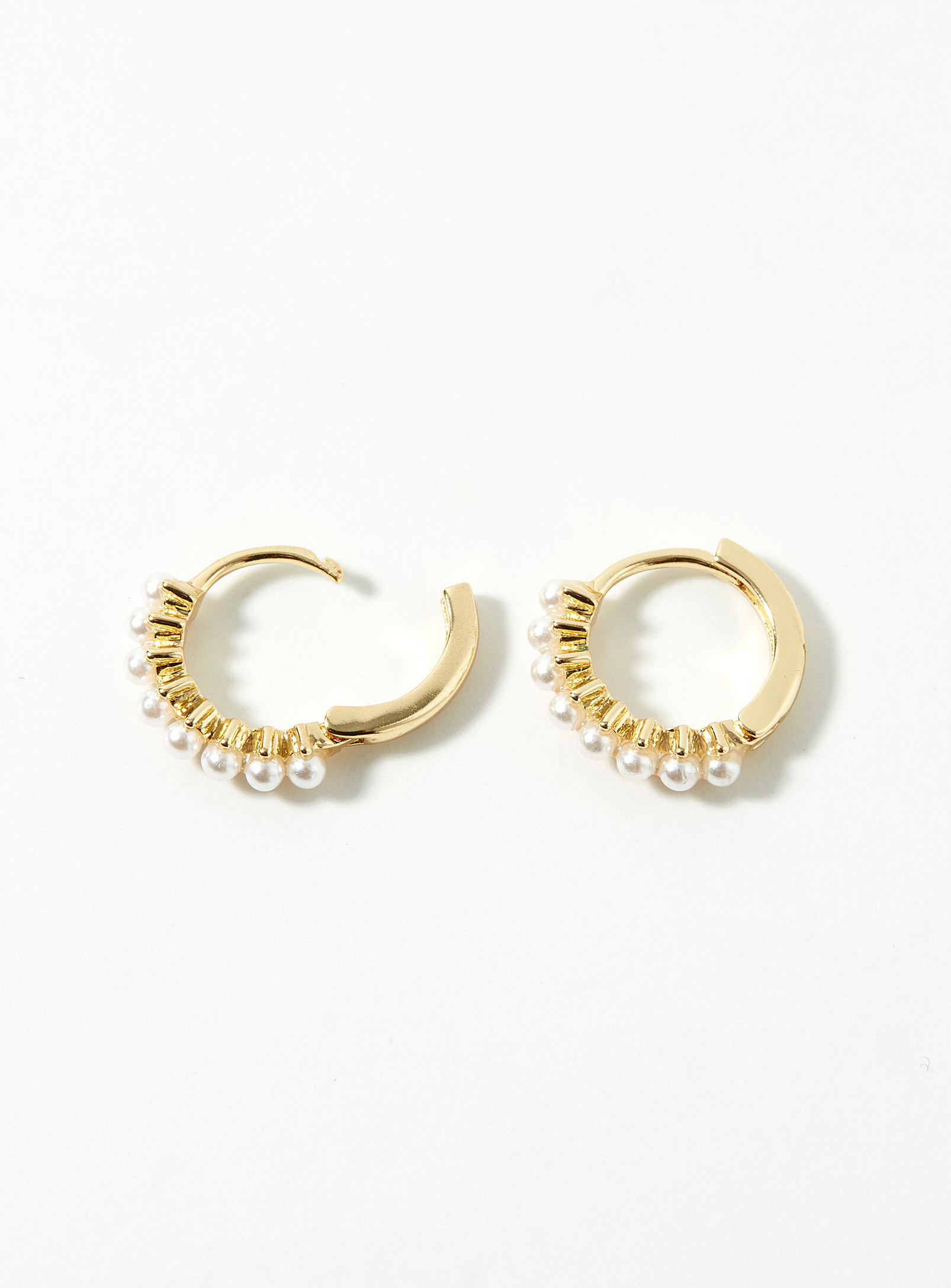 Simons - Women's Small pearly bead Hoop Earrings