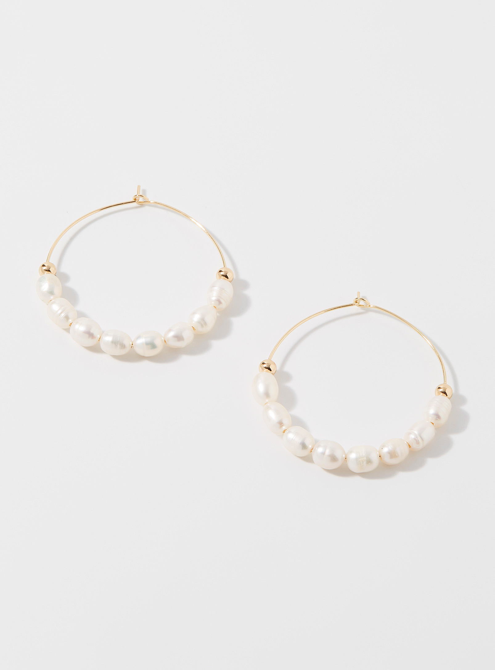 Simons - Women's Large freshwater pearl Hoop Earrings
