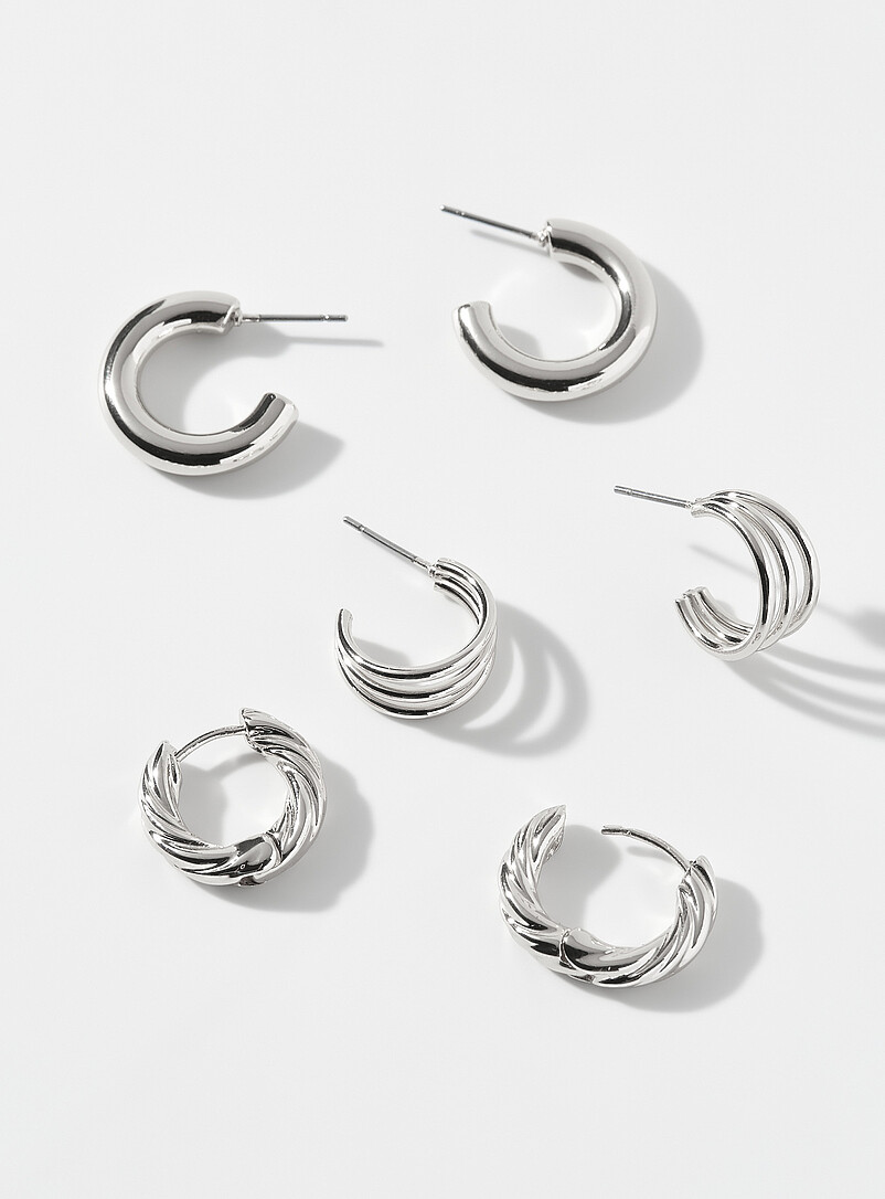 Mixed metallic hoops Set of 3 product image (primary)