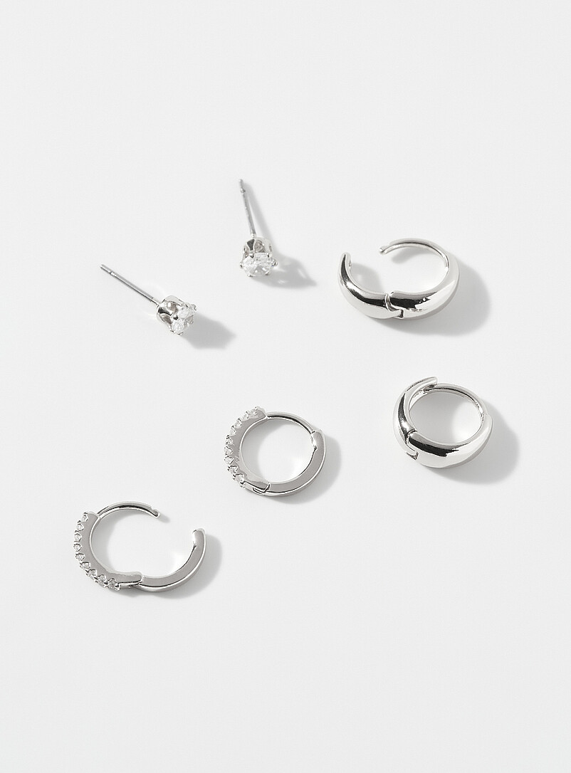 Cubic Zirconia Earrings Set Of 3