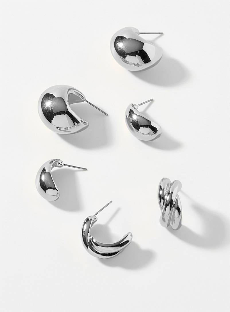 Shiny mixed hoops Set of 3 product image (primary)
