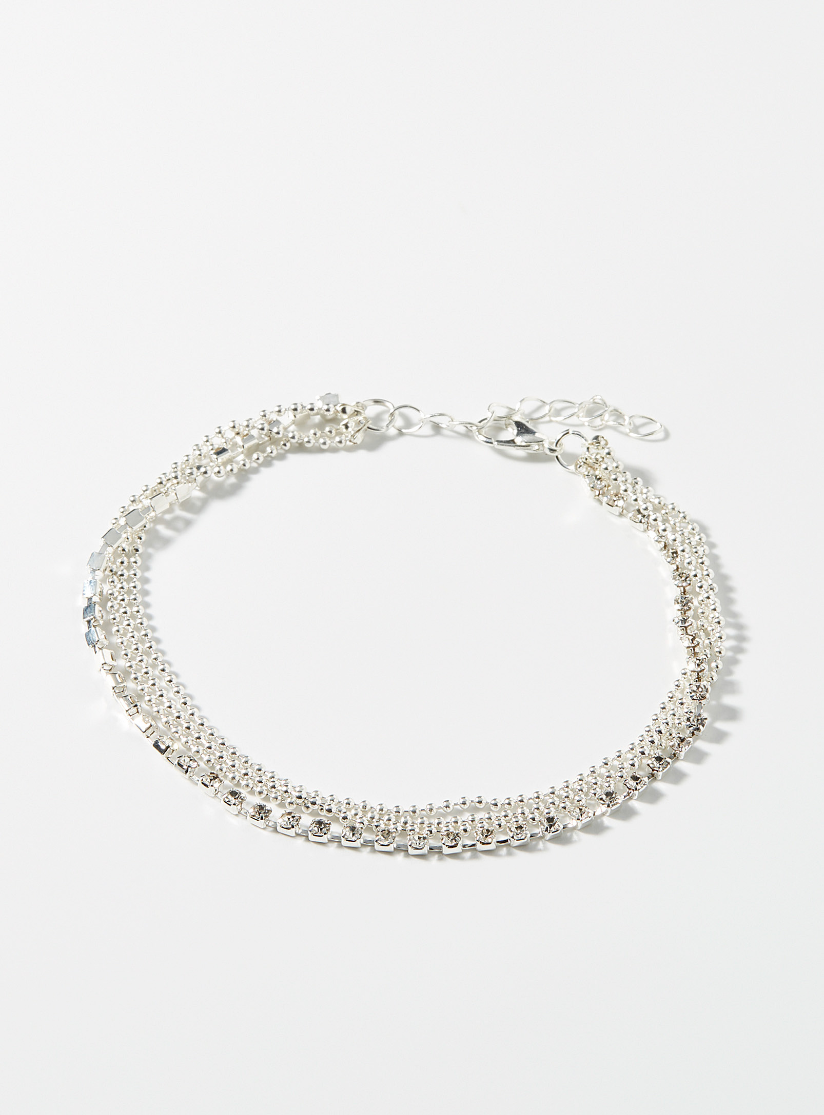 Simon's Multi-tier Ankle Chain In Silver