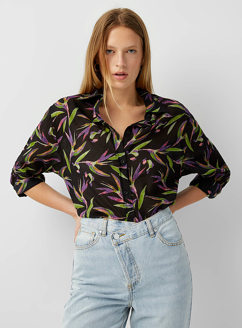 Icône Green Colourful flower shirt for women