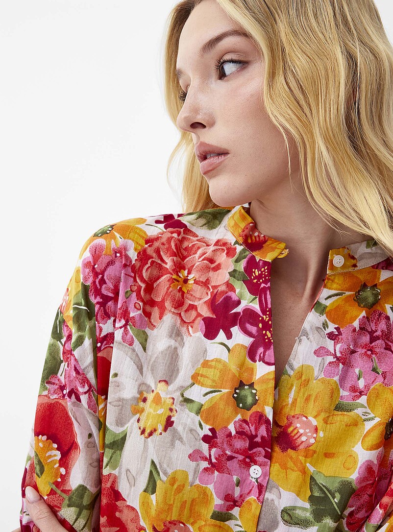 Ic&ocirc;ne Pink Lush bloom officer-collar shirt for women