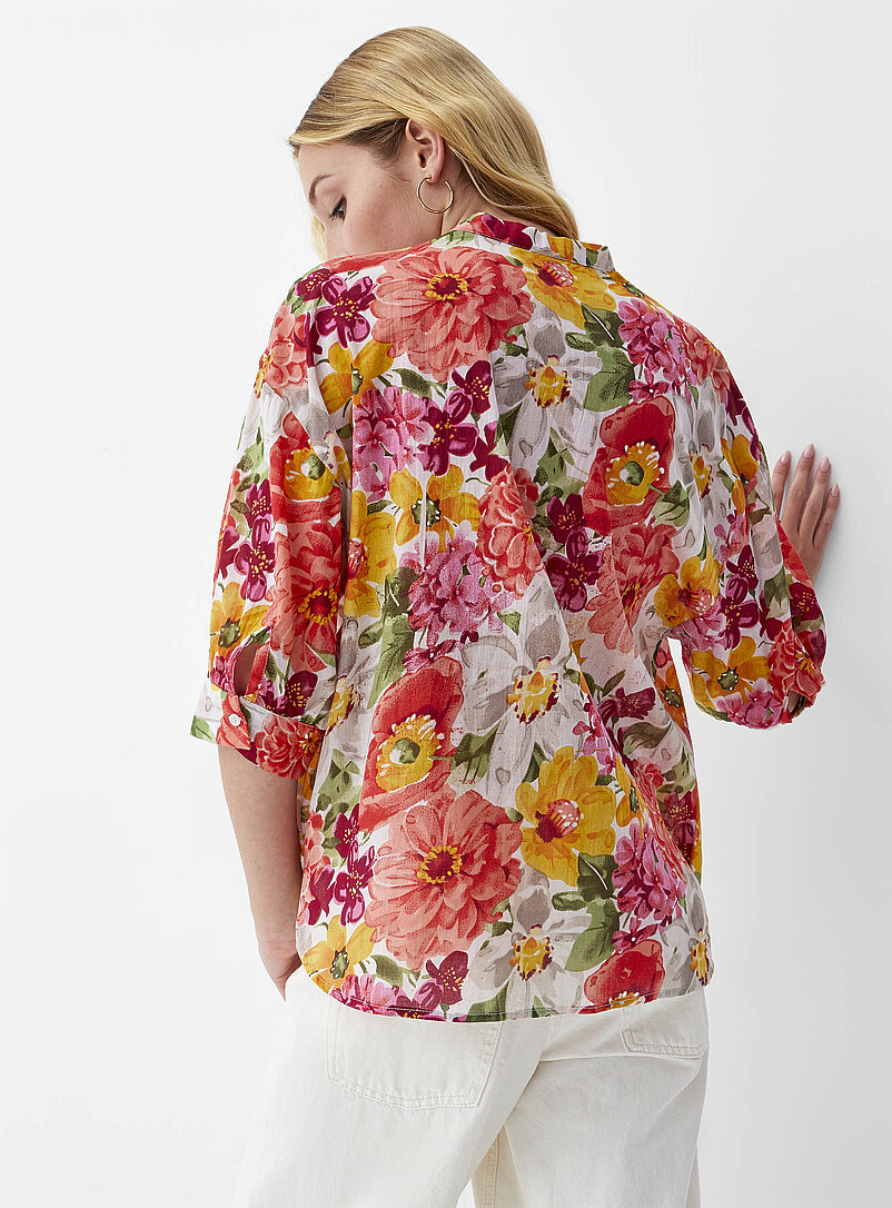 Ic&ocirc;ne Pink Lush bloom officer-collar shirt for women