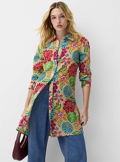 Ic&ocirc;ne: La chemise ultralongue floraison luxuriante Assorti pour femme