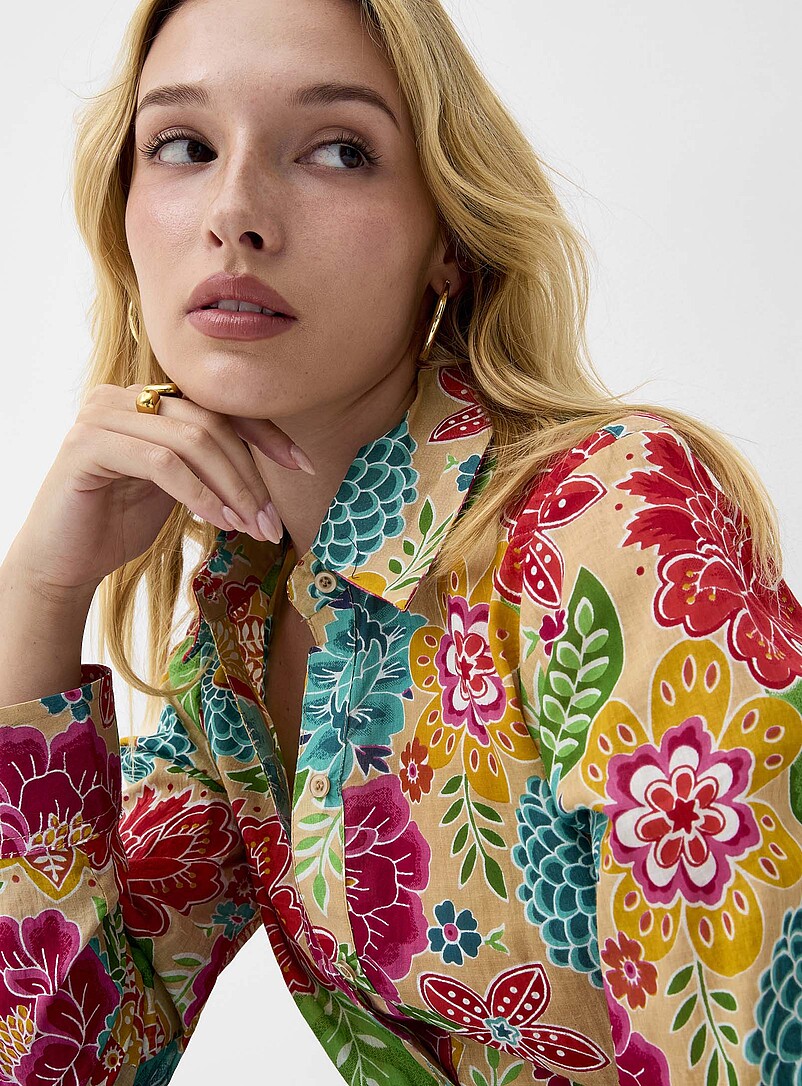 Ic&ocirc;ne: La chemise ultralongue floraison luxuriante Assorti pour femme