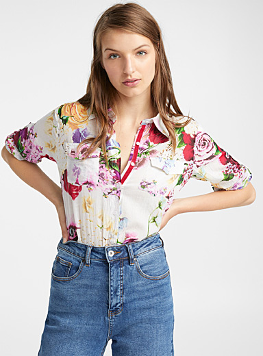 Simple flowers cotton shirt | Icône | Women%u2019s Shirts | Simons