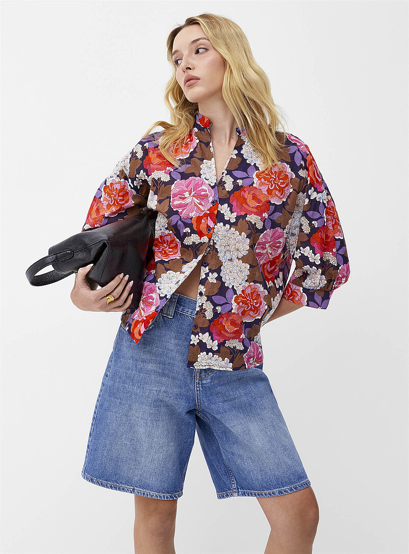 Lush Bloom Officer-Collar Shirt