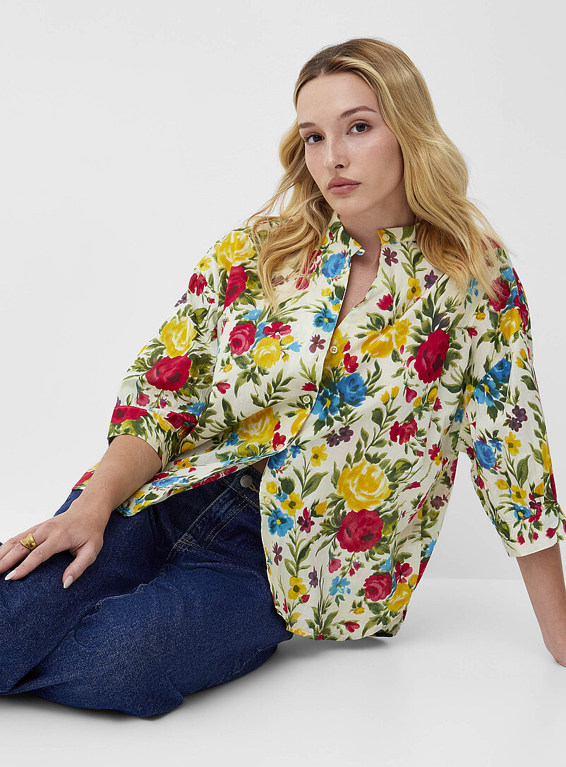 Lush Bloom Officer-Collar Shirt