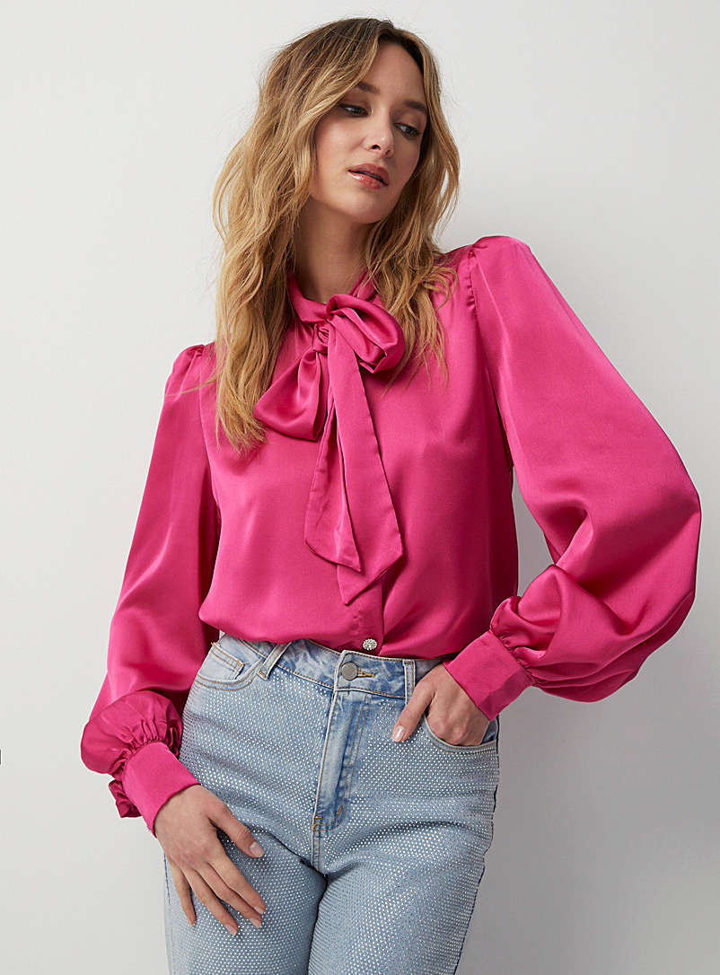 Icône Pink Jewel buttons satiny shirt for women