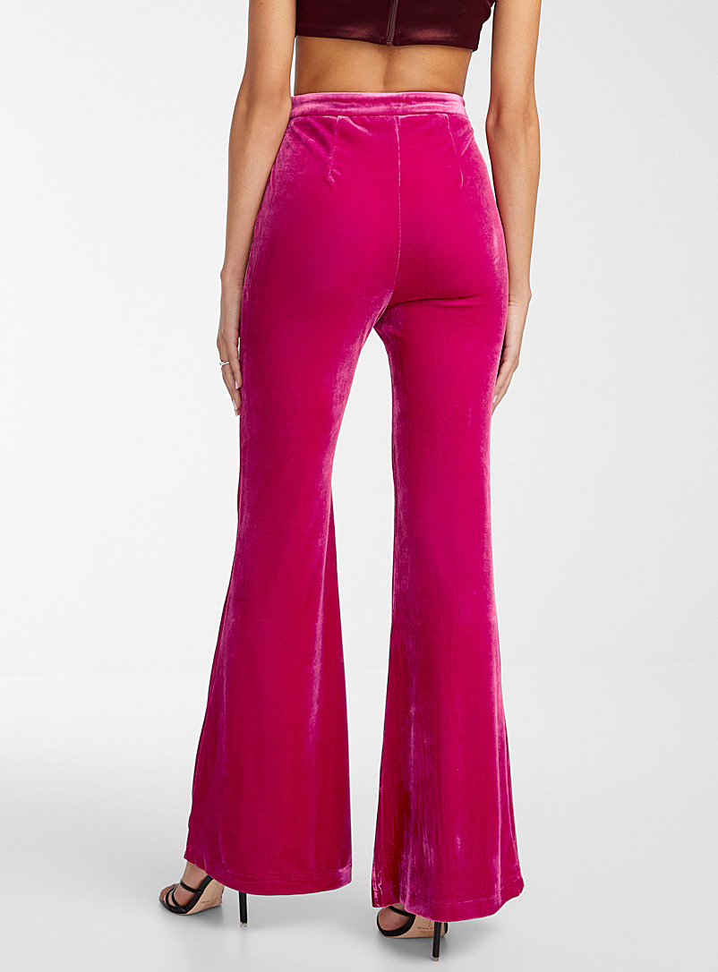 Icône Pink Fuchsia velvet flare pant for women