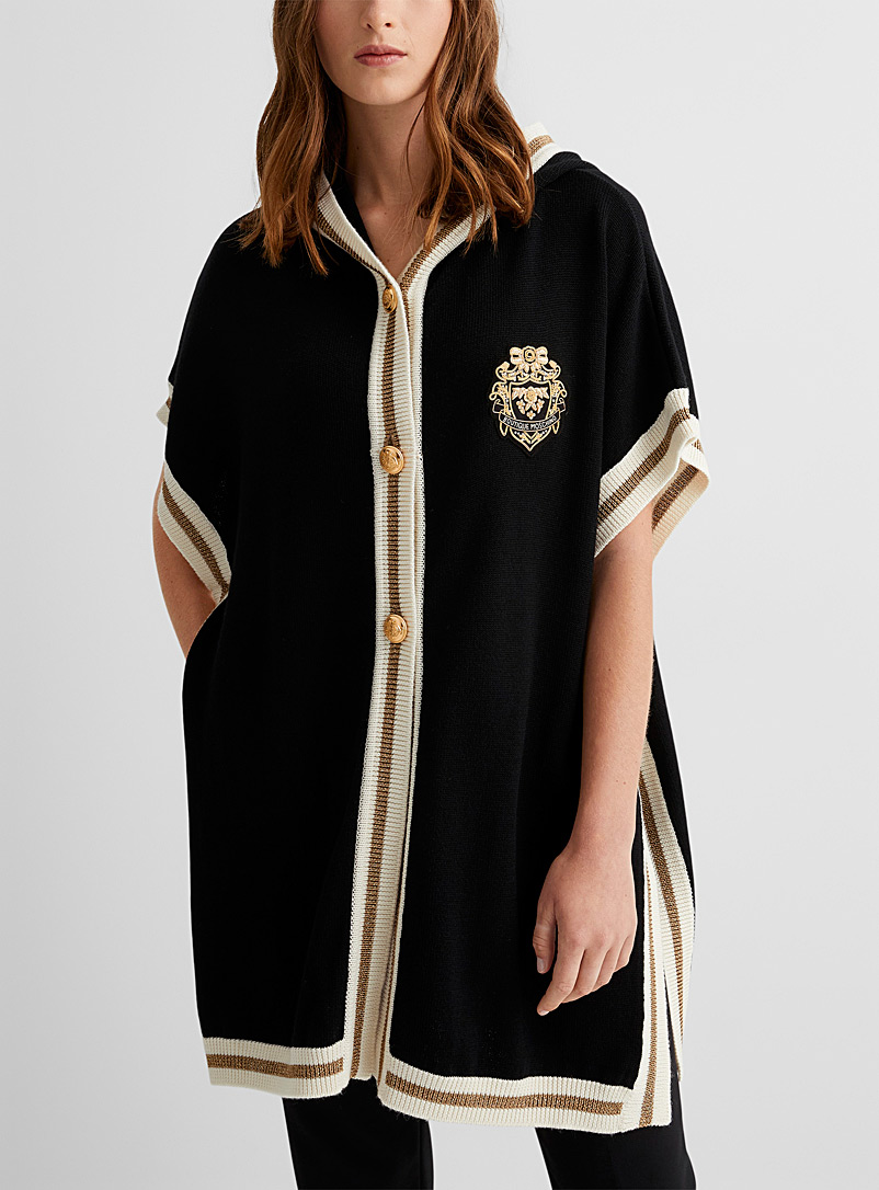 BOUTIQUE Moschino: La veste cape blason doré Blanc et noir pour femme