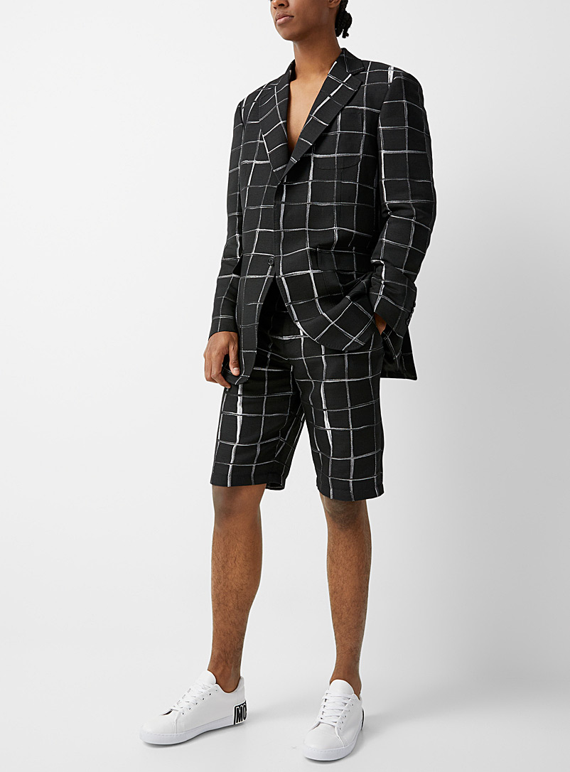Moschino Black Windowpane piqué Bermuda shorts for men