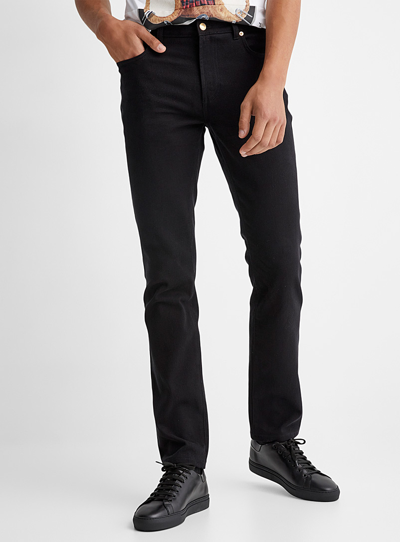 Moschino: Le jean noir signature métal doré Noir pour homme