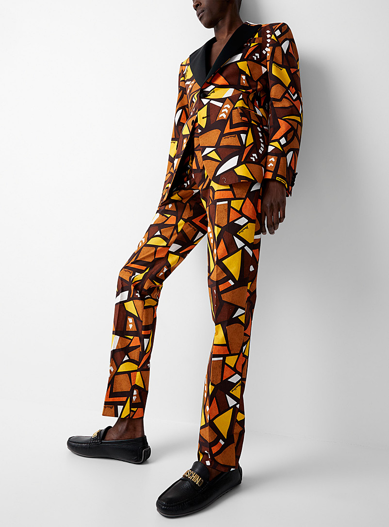 Moschino: Le pantalon motif vitrail géo Brun pour homme