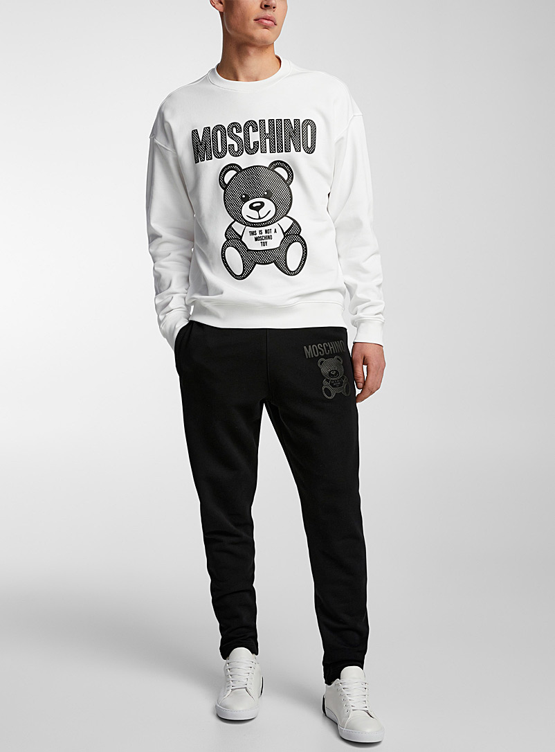 Moschino: Le jogger ourson ton sur ton texturé Noir pour homme