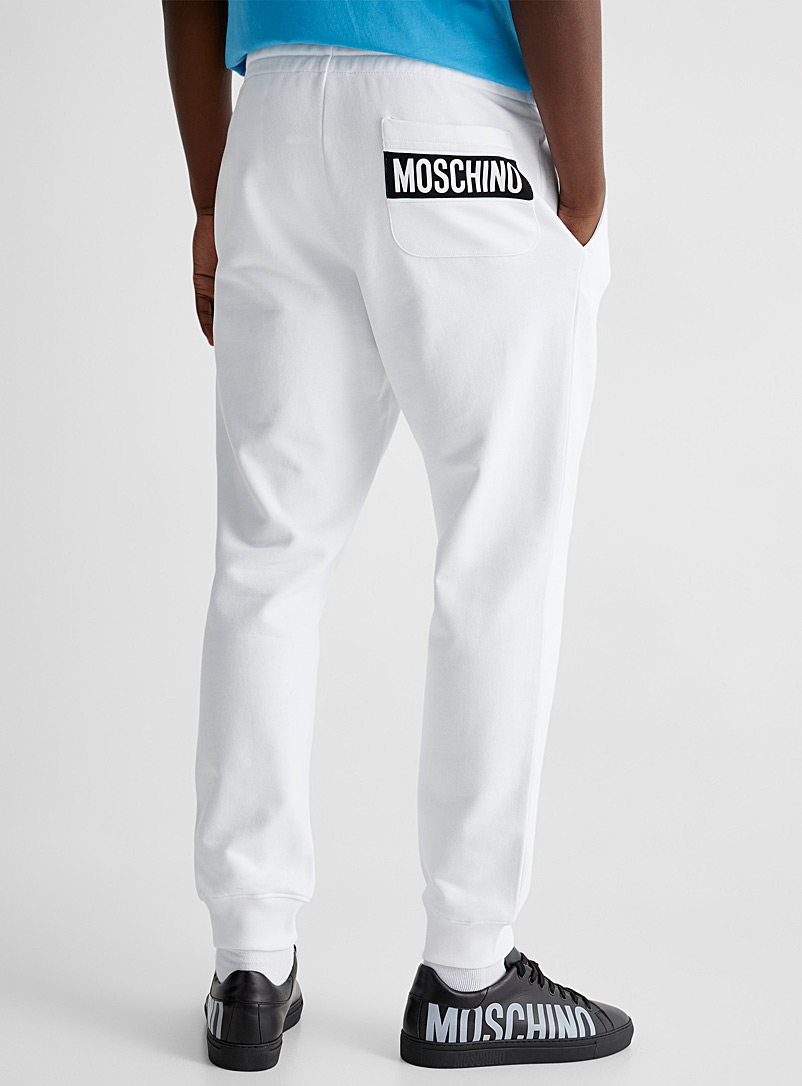 Moschino: Le jogger blanc bande signature Blanc pour homme