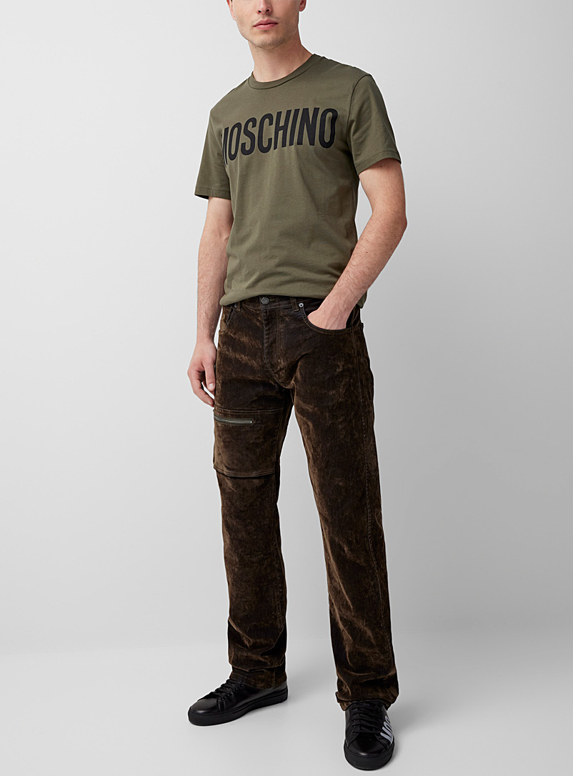 Moschino: Le pantalon velours poche zippée Brun pour homme