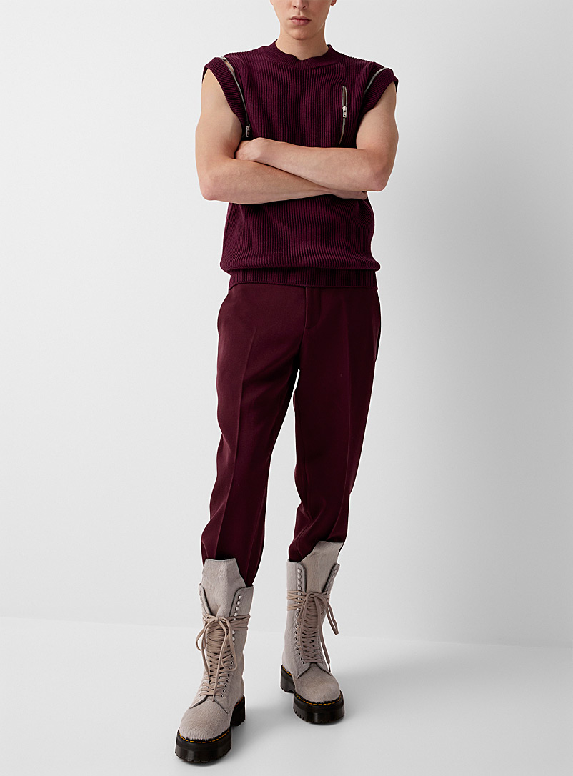 Moschino: Le pantalon laine vierge couleur bijou Rouge foncé-vin-rubis pour homme
