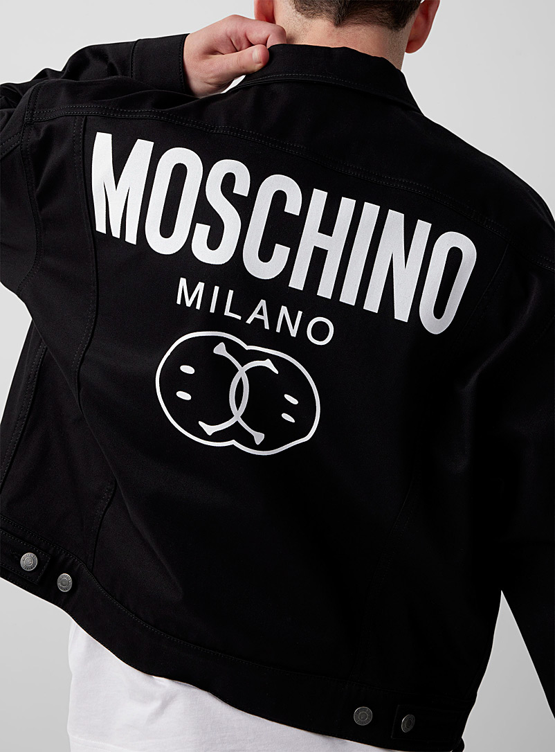 Moschino Black Smiley logo jean jacket for men
