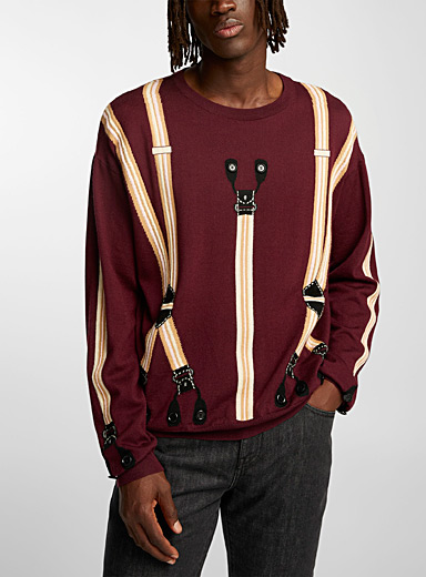 Moschino Mauve Trompe-l'oeil straps sweater for men