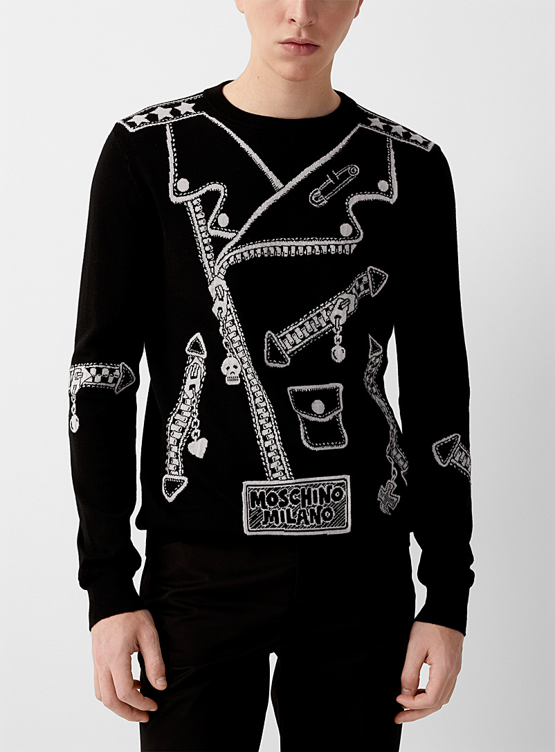 Moschino: Le chandail blouson dessiné Noir pour homme