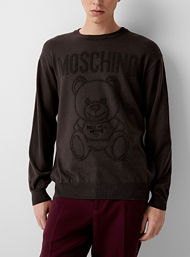 Moschino: Le chandail ourson relief ottoman Gris pour homme