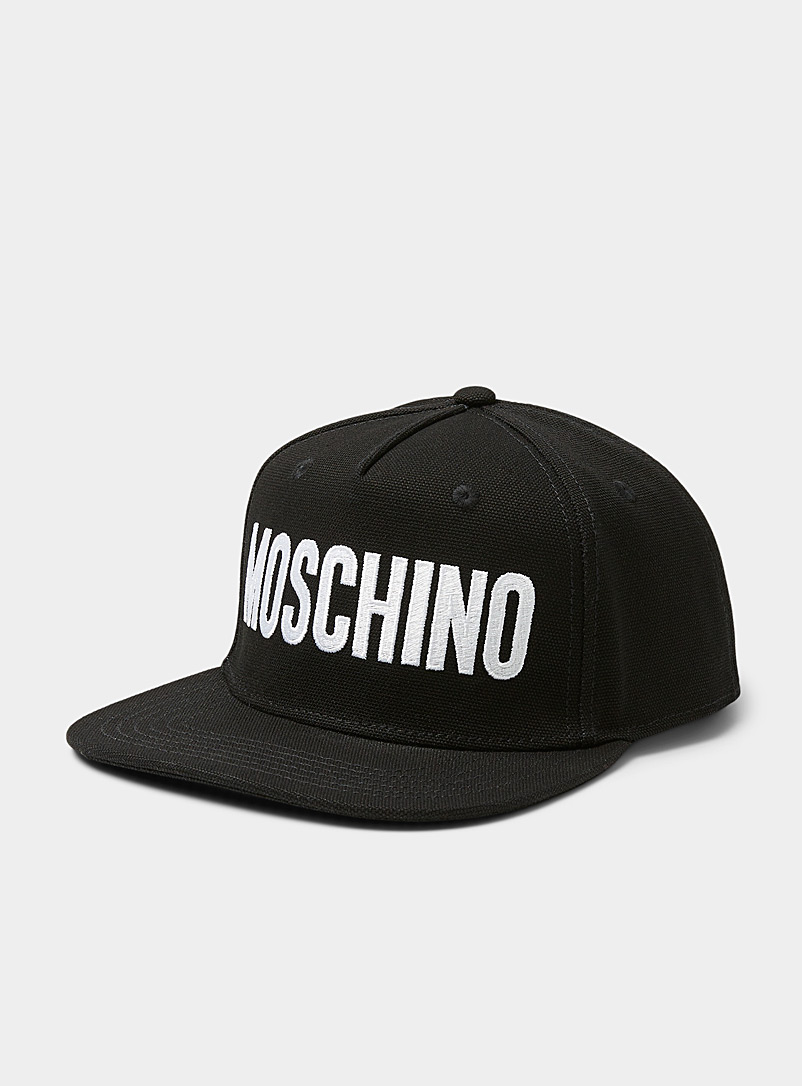 Moschino Black Embroidered signature cap for men