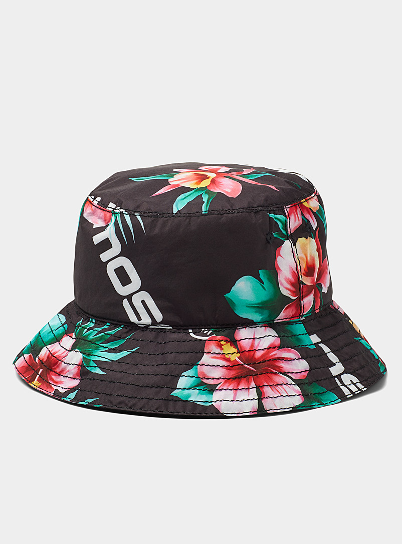 Moschino Black Hibiscus blossoms bucket hat for men