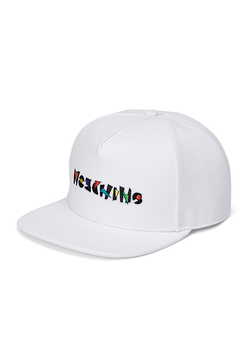 Moschino White Geometric logo cap for men