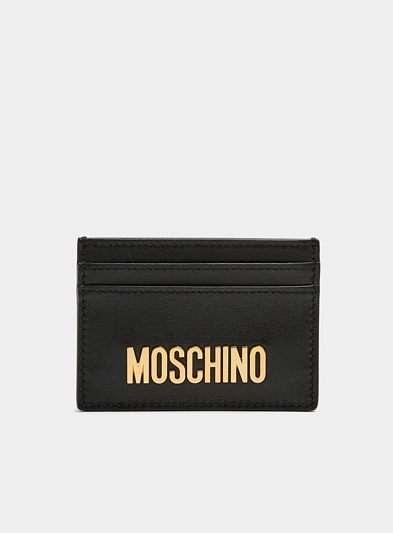 Moschino: Le porte-carte logo doré Noir pour homme