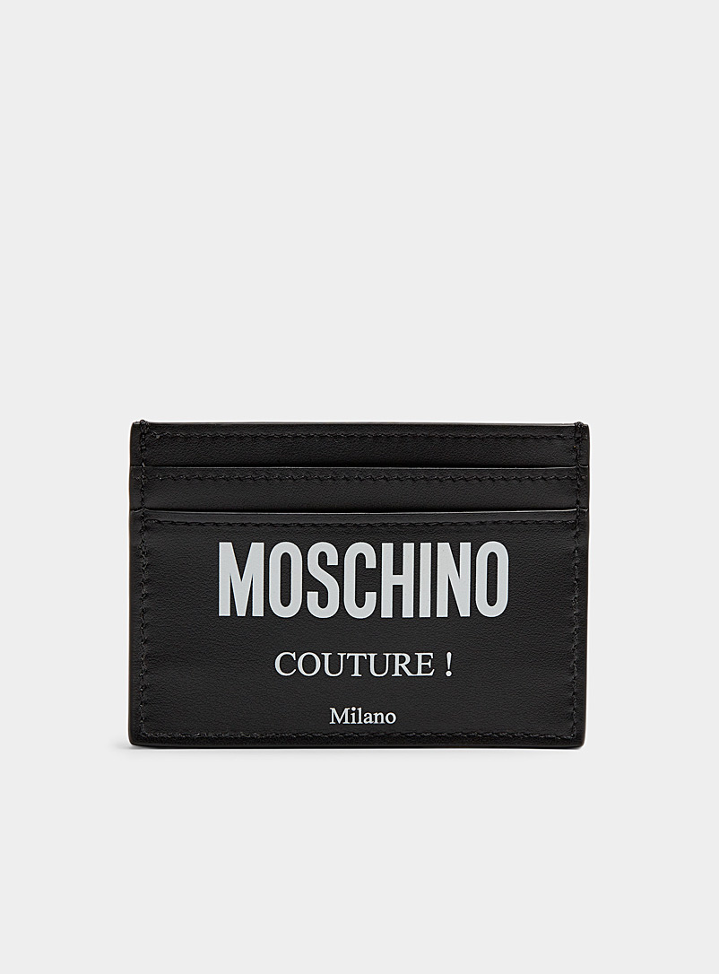 Moschino Black Accent signature card holder for men