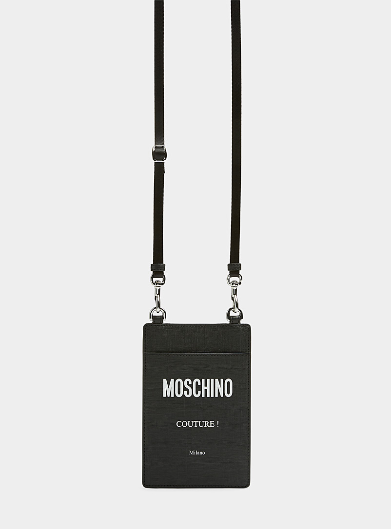 Moschino Black Card holder bag with strap for men