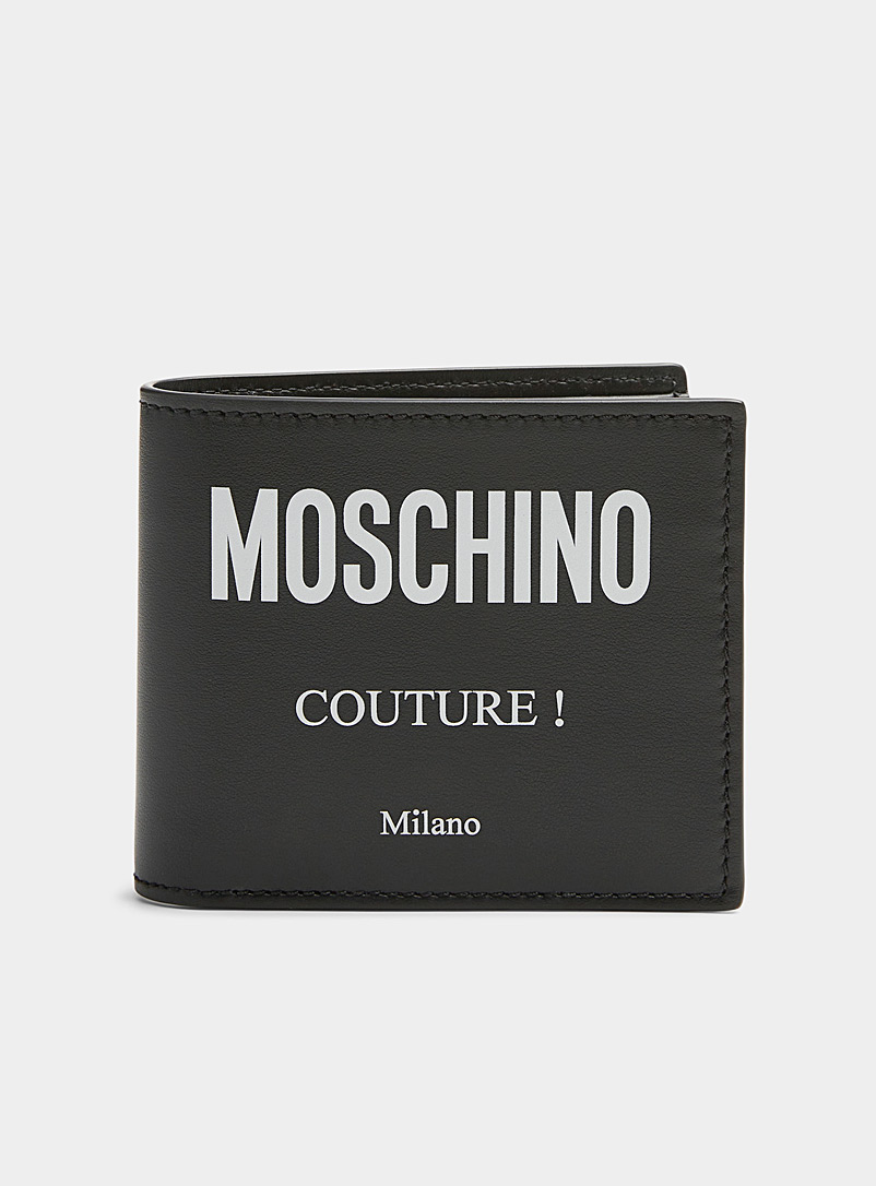 Moschino: Le portefeuille logo blanc Noir pour homme