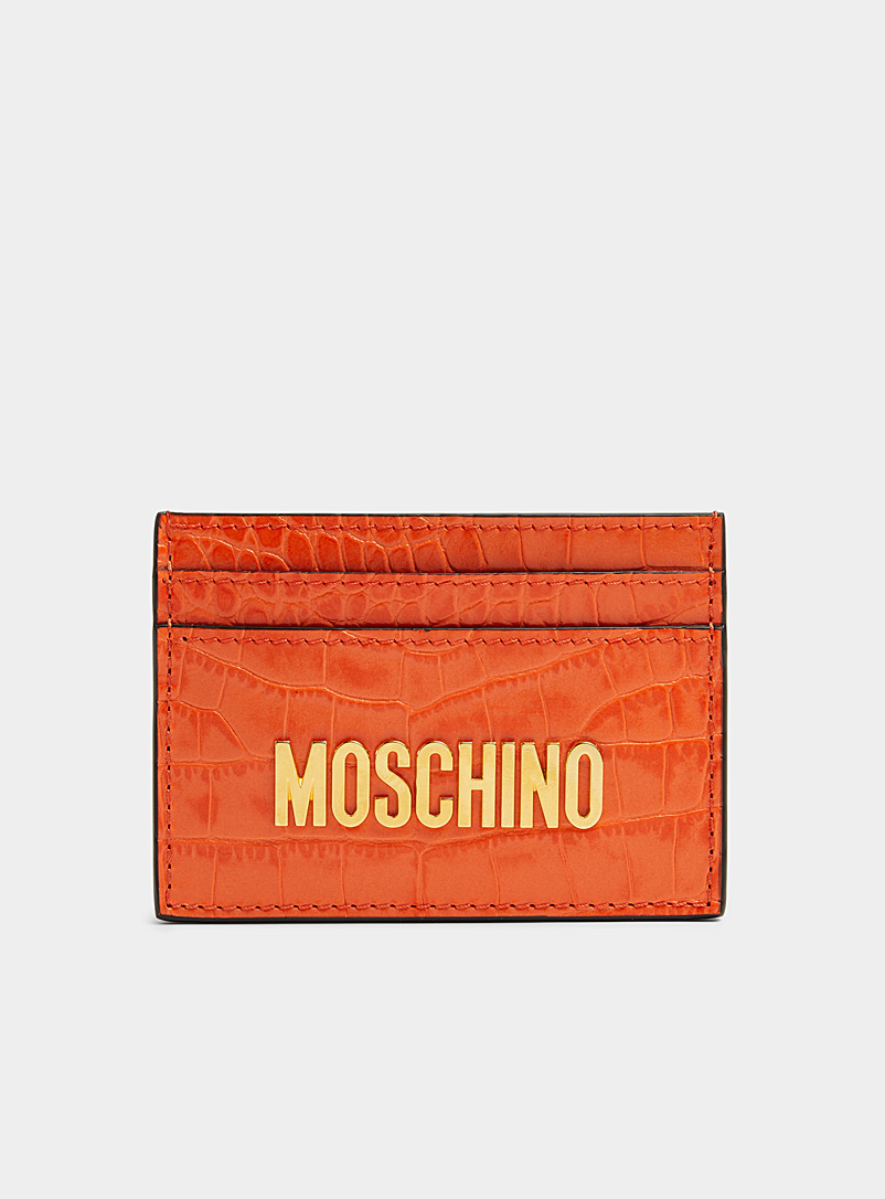 Moschino Orange Golden signature orange card case for men