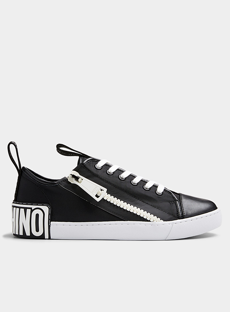 Moschino Black Side-zip recycled court sneakers Men for men