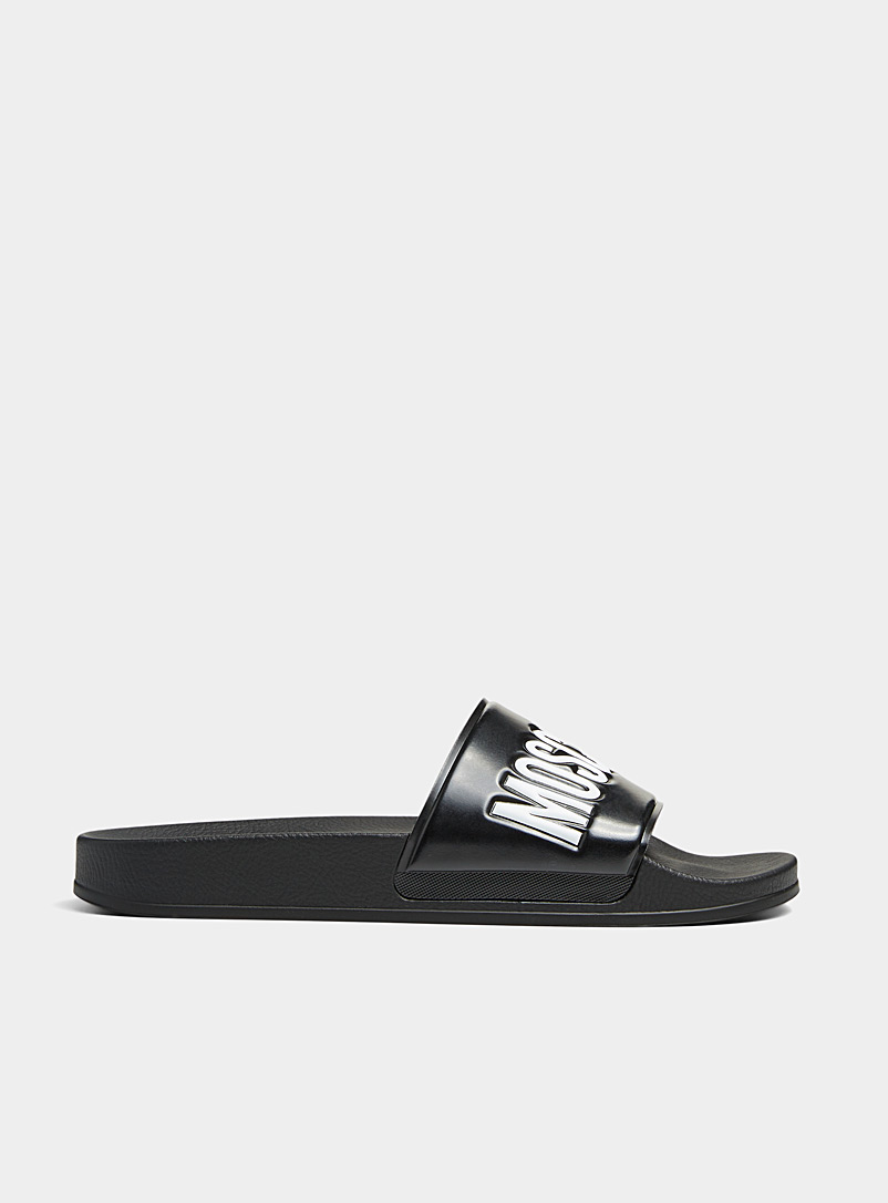 Moschino: La sandale slide signature minimale Homme Noir pour homme