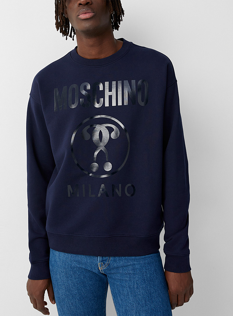 Moschino Blue Glossy signature logo sweatshirt for men