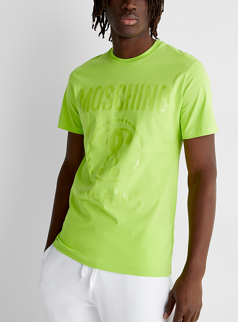 Moschino: Le t-shirt néon logo ton sur ton Vert pour homme