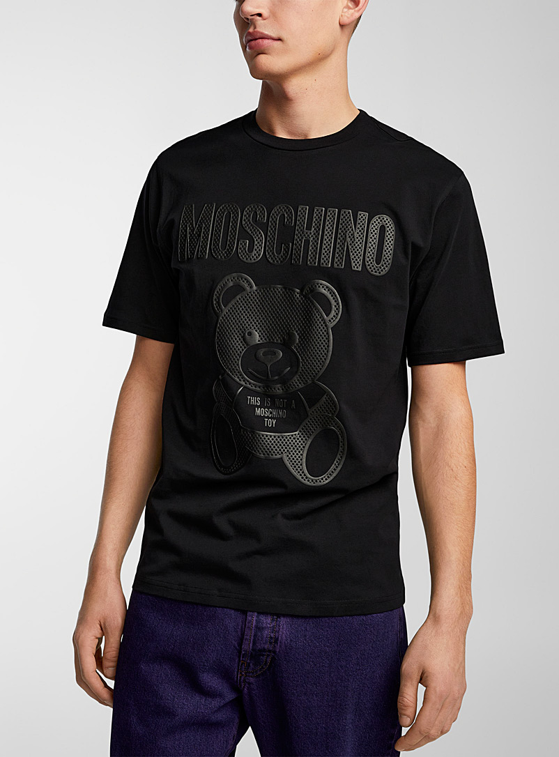 Moschino Black Textured teddy T-shirt for men