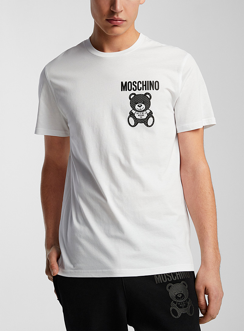Moschino White Accent textured teddy T-shirt for men
