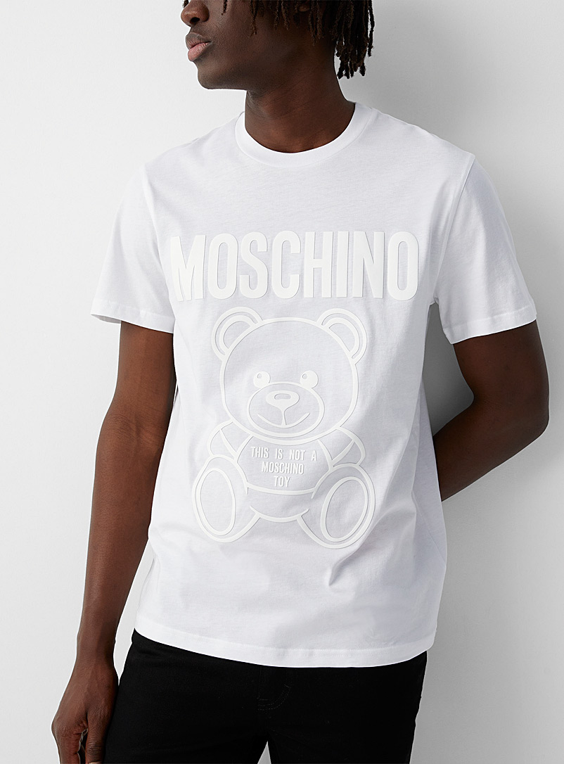 Moschino White Tone-on-tone teddy T-shirt for men