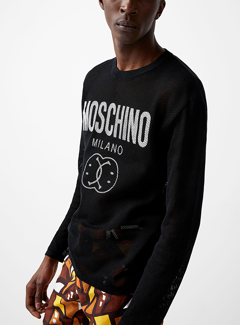 Moschino Black Milano mesh weave T-shirt for men