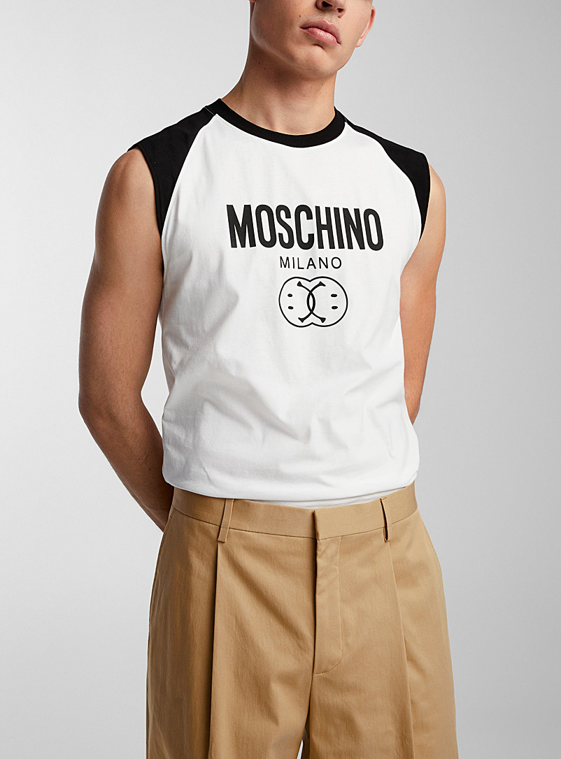 Moschino White Accent shoulder signature T-shirt for men