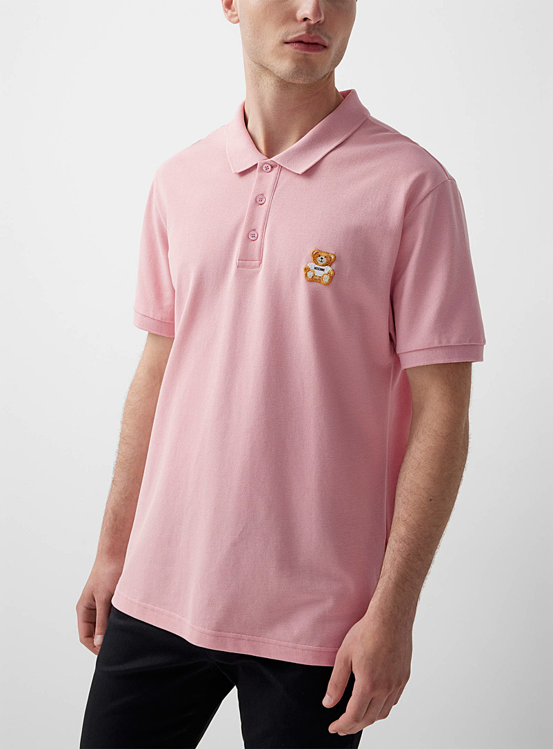 Moschino Pink Teddy embroidered polo for men